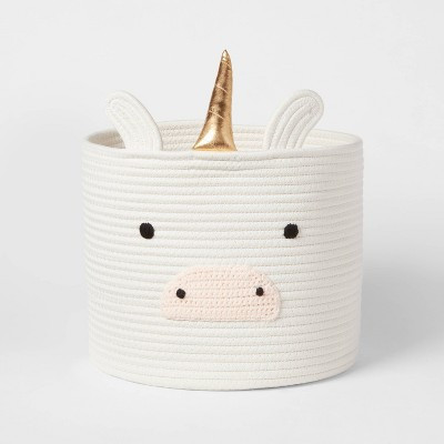 Unicorn Coiled Rope Kids' Storage Cream - Pillowfort™: Polyester Decorative Basket, 3 Round Baskets, 10" Height | Target