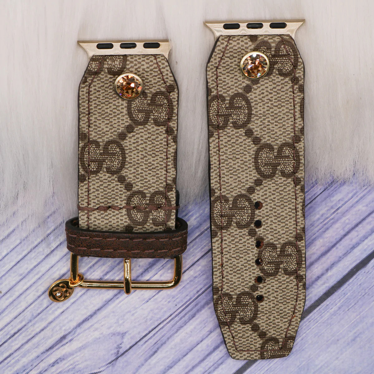 Upcycled Brown Webbed GG with Rustic Brown Watchband | Sparkl