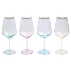 Vietri Rainbow Modern Classic Assorted Wine Glass - Set of 4 | Kathy Kuo Home