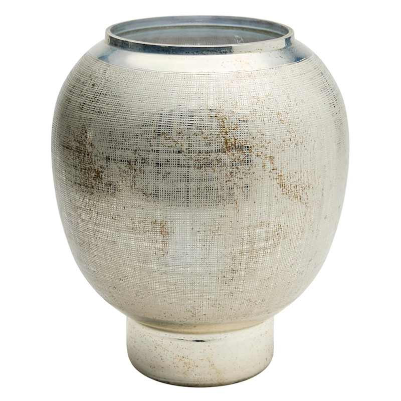 Silver Mercury Glass Vase with Etching, 11" | At Home
