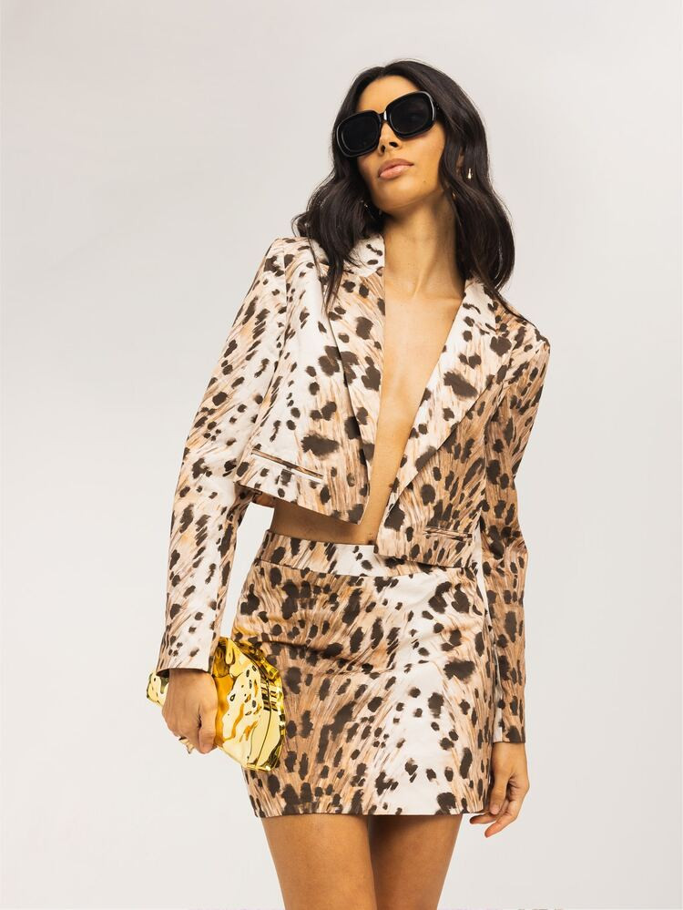 Dancing Leopard Leopard Print Blazer Coord Set With Mini Skirt, Co Ord Set Women, Summer Outfits ... | SHEIN