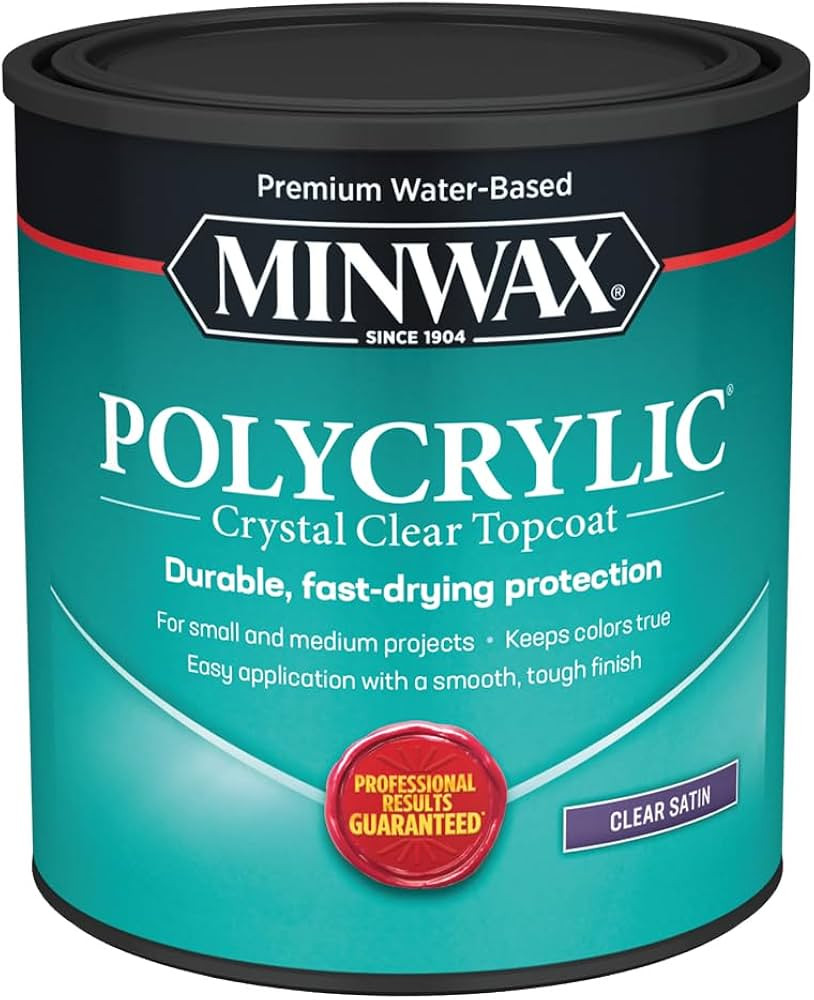 Minwax 63333 Clear Polycrylic Water-Based Protective Finish Satin, Quart, 1 Quarts (Pack of 1) | Amazon (US)