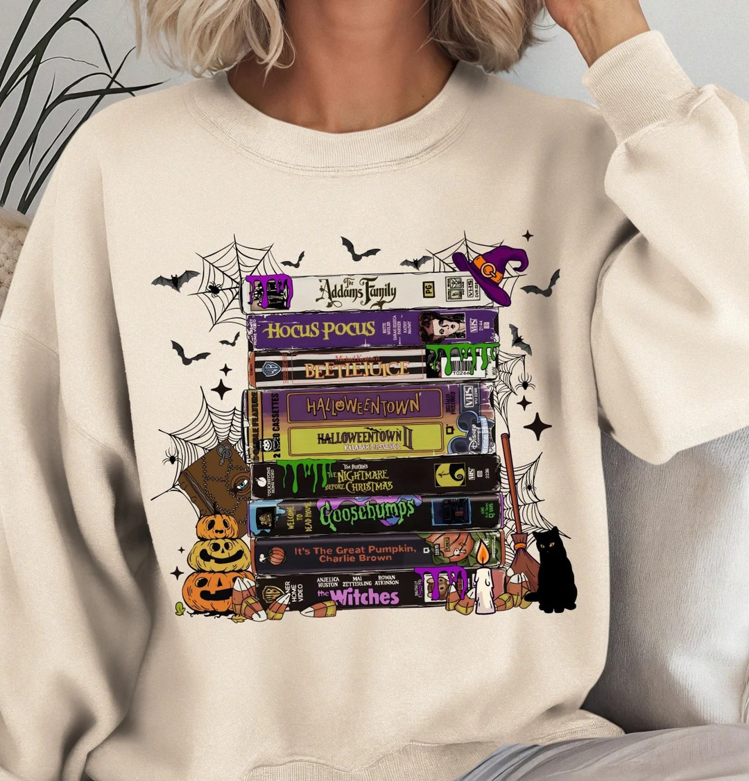 Vintage Halloween VHS Movies Sweatshirt, Retro Horror VHS Movies Shirt, Vintage Spooky Season VHS... | Etsy (US)
