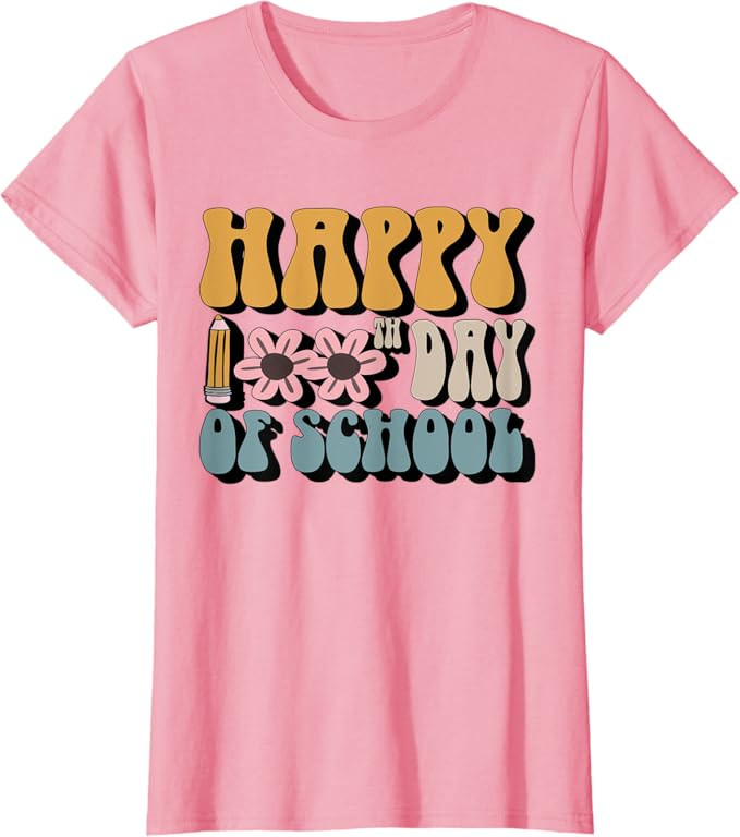 Happy 100th Day Of School Shirt Teachers Students Gifts T-Shirt | Amazon (US)