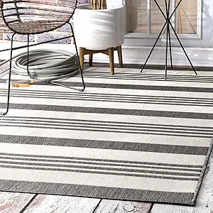 nuLOOM Heidi Multi Striped Indoor/Outdoor Area Rug, 5' 3" x 7' 6", Grey/Beige | Amazon (US)