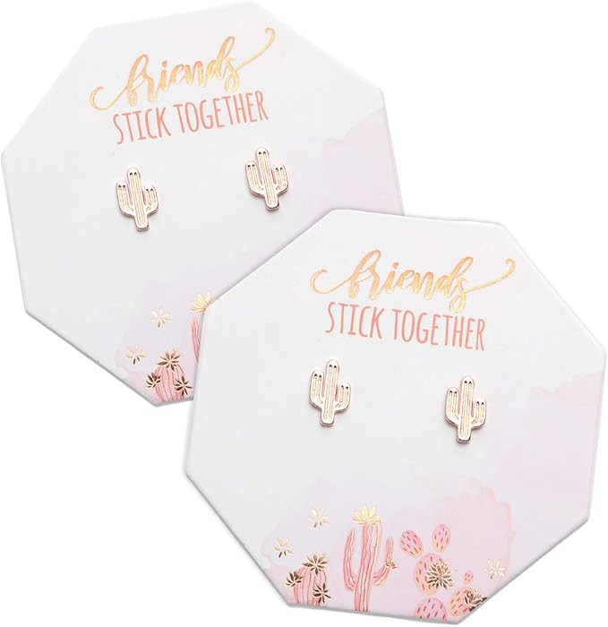 Friendship Jewelry I Cactus Earrings I Bridesmaid Gifts I Rose Gold Plated I 6 Pack | Amazon (US)