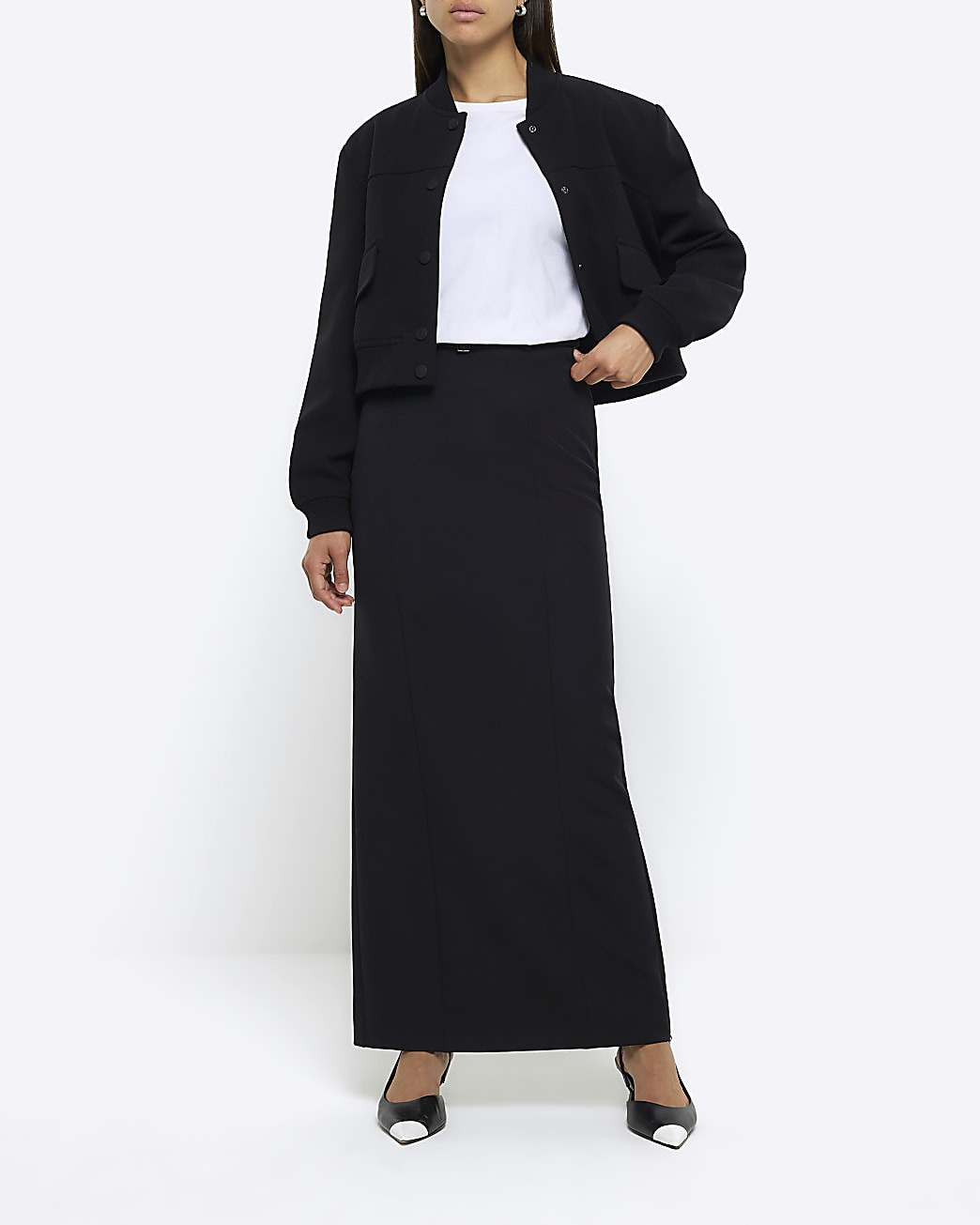 Black belted maxi skirt | River Island (UK & IE)