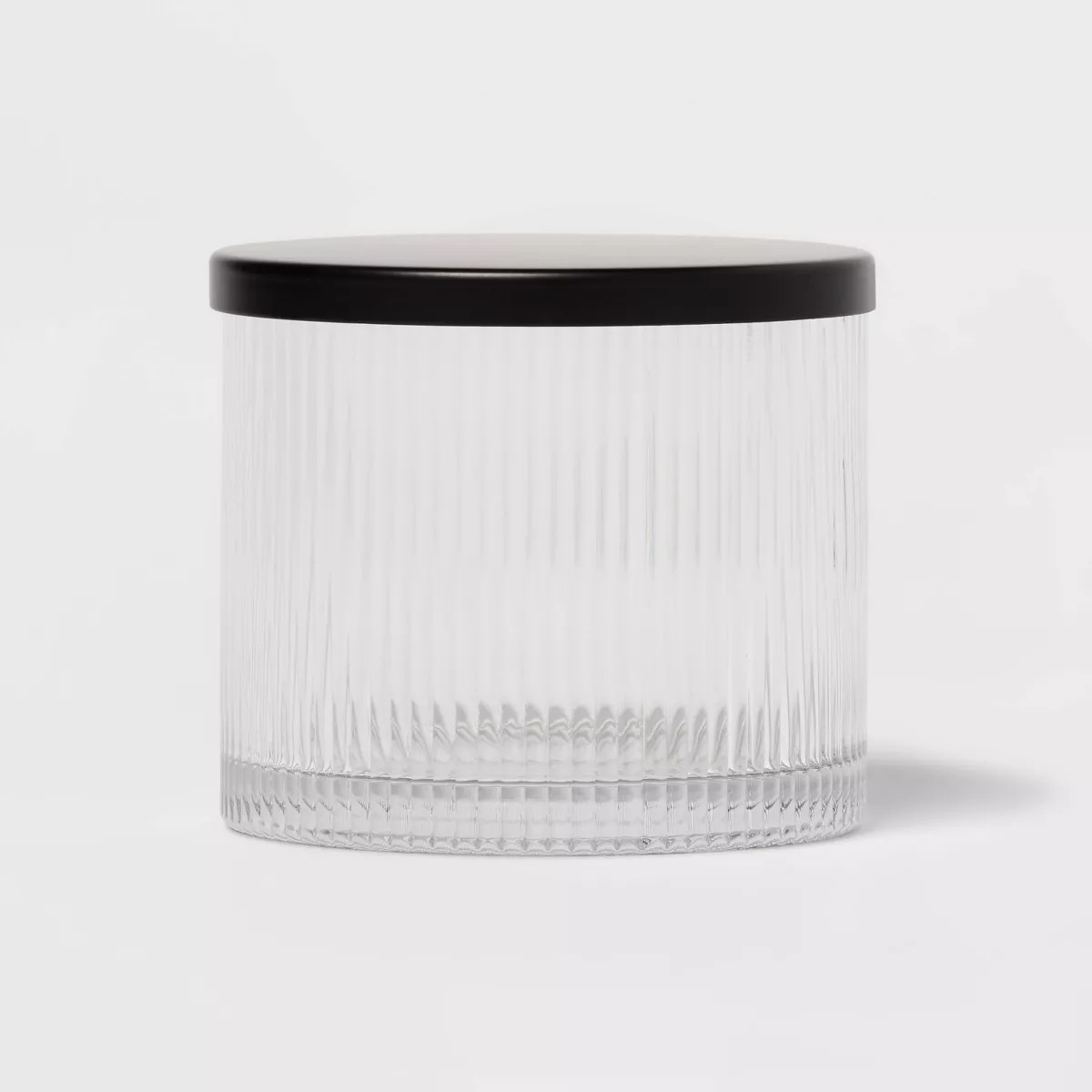 Ribbed Glass Canister Black - Threshold™: Metal Lid, Clear Bathroom Jar, Easy to Clean | Target