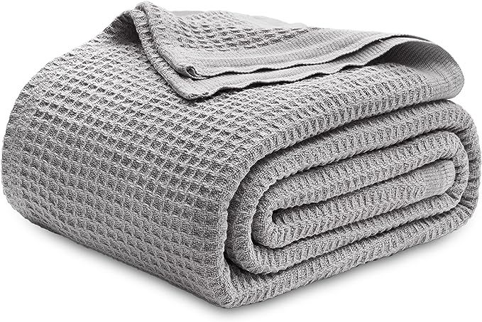 Bedsure 100% Cotton Blankets Queen Size for Bed - 405GSM Waffle Weave Blankets for ... | Amazon (US)