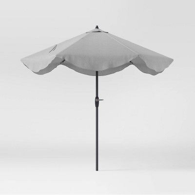 9' x 9' Round Scalloped Patio Umbrella DuraSeason Fabric™ Gray - Threshold™ | Target