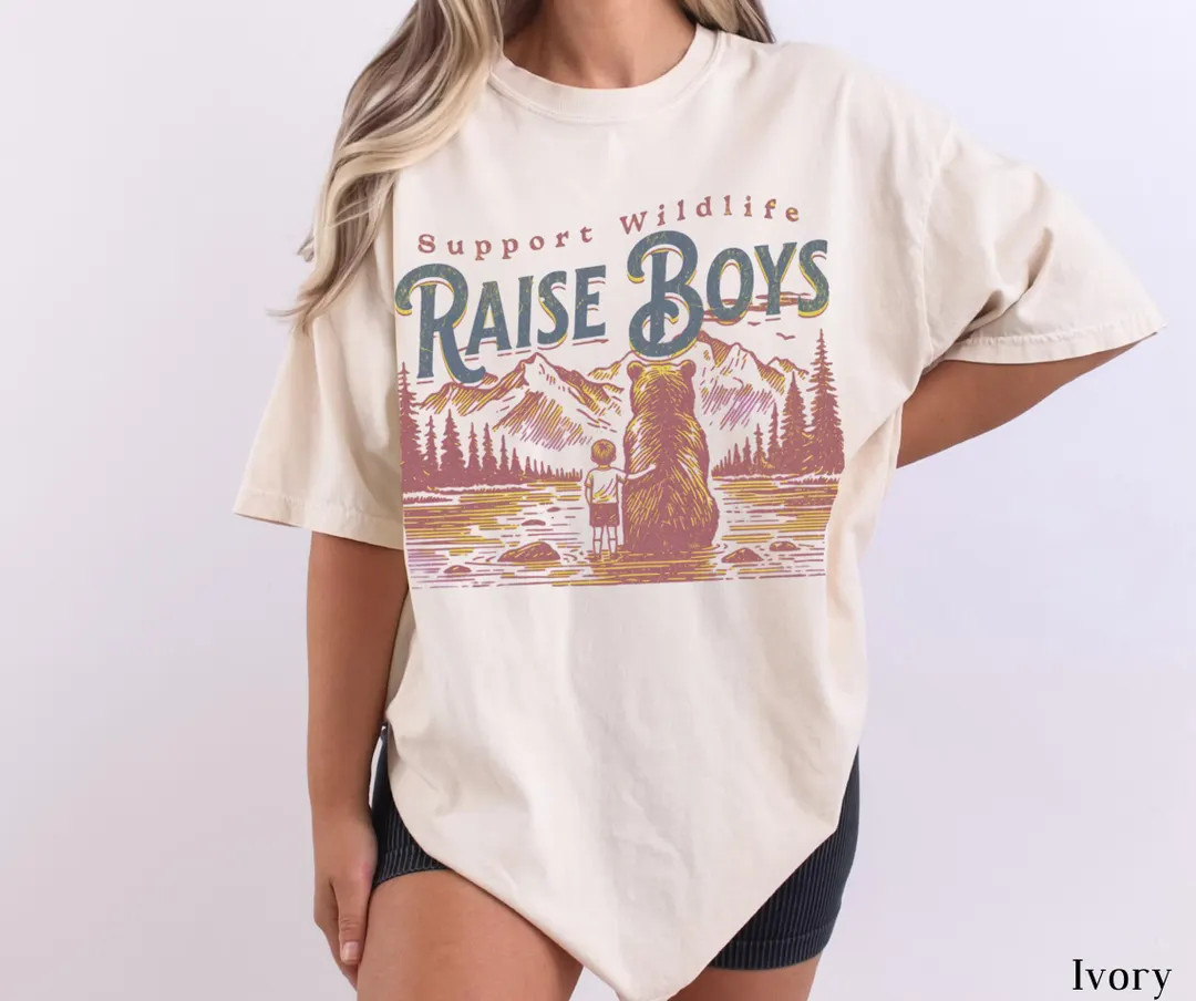 Support Wildlife Raise Boys Shirt, Funny Mama Bear Comfort Colors Graphic Tee, Outdoor Family T S... | Etsy (Global)