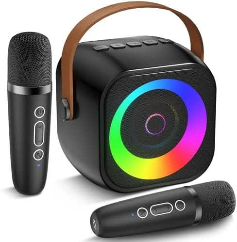 Mini Karaoke Machine, Portable Bluetooth Speaker with 2 Wireless Microphones for Kids & Adults, K... | Amazon (US)