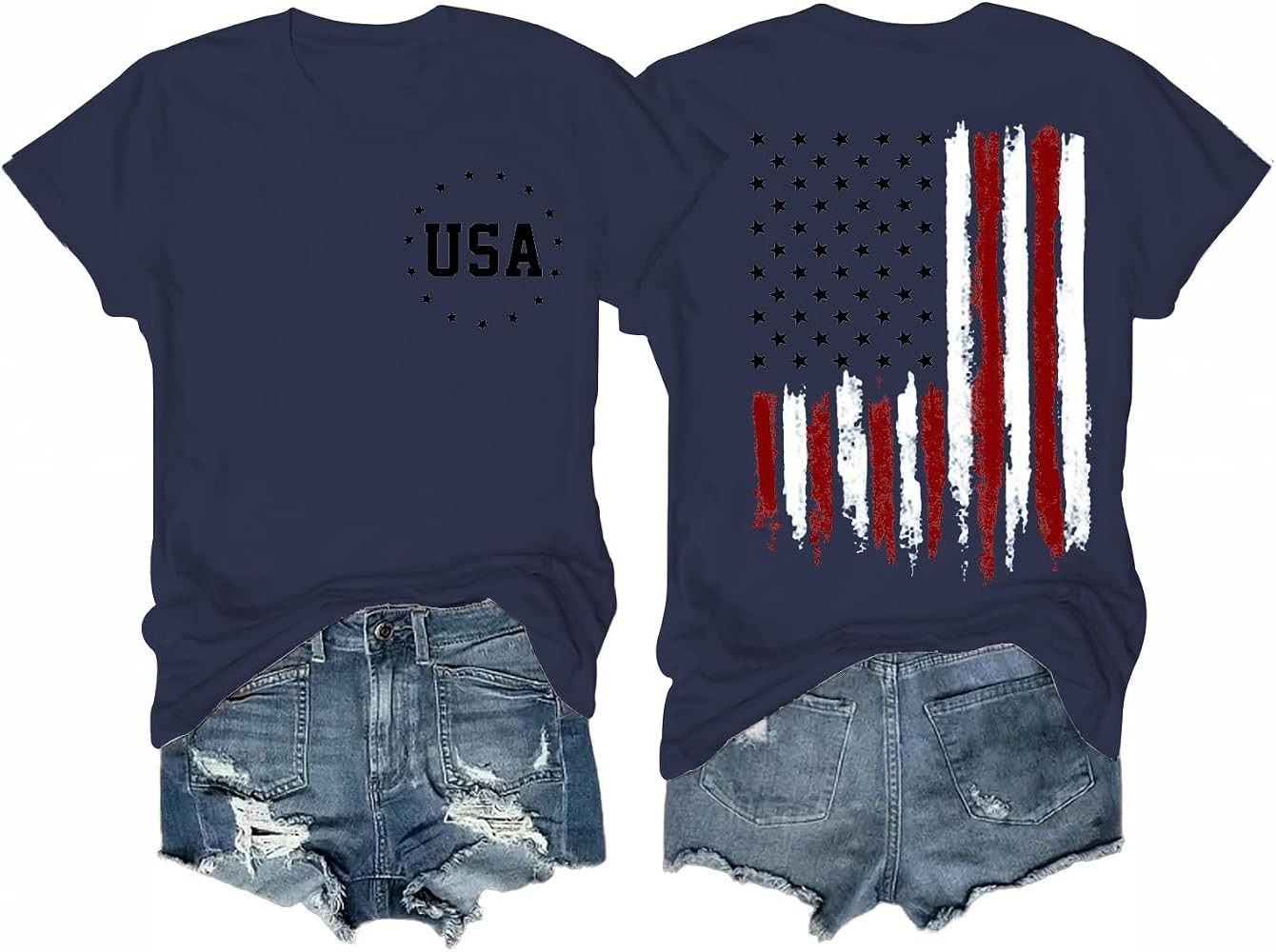Women's 4th of July Outfits USA Shirt Memorial Day Red White and Blue Patriotic Shirts American F... | Amazon (US)