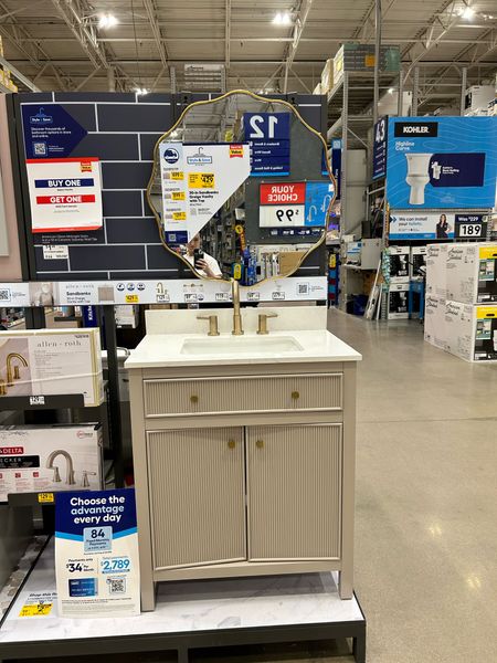 Love this reeded bathroom vanity spotted at Lowe’s! Comes with sink and countertop for under $500. 

#LTKhome