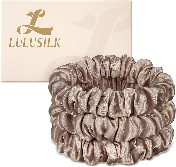 LULUSILK Small Silk Hair Ties No Damage, 100% Real Mulberry Silk, Skinny Scrunchies Ponytail Hold... | Amazon (US)