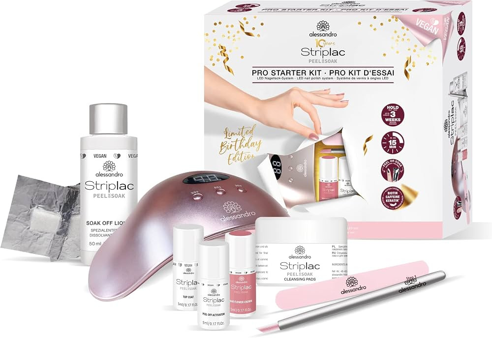 alessandro STRIPLAC PEEL OR SOAK STARTER KIT PRO EXCLUSIVE - LED-Nagellack Set - Flower Crown - F... | Amazon (DE)