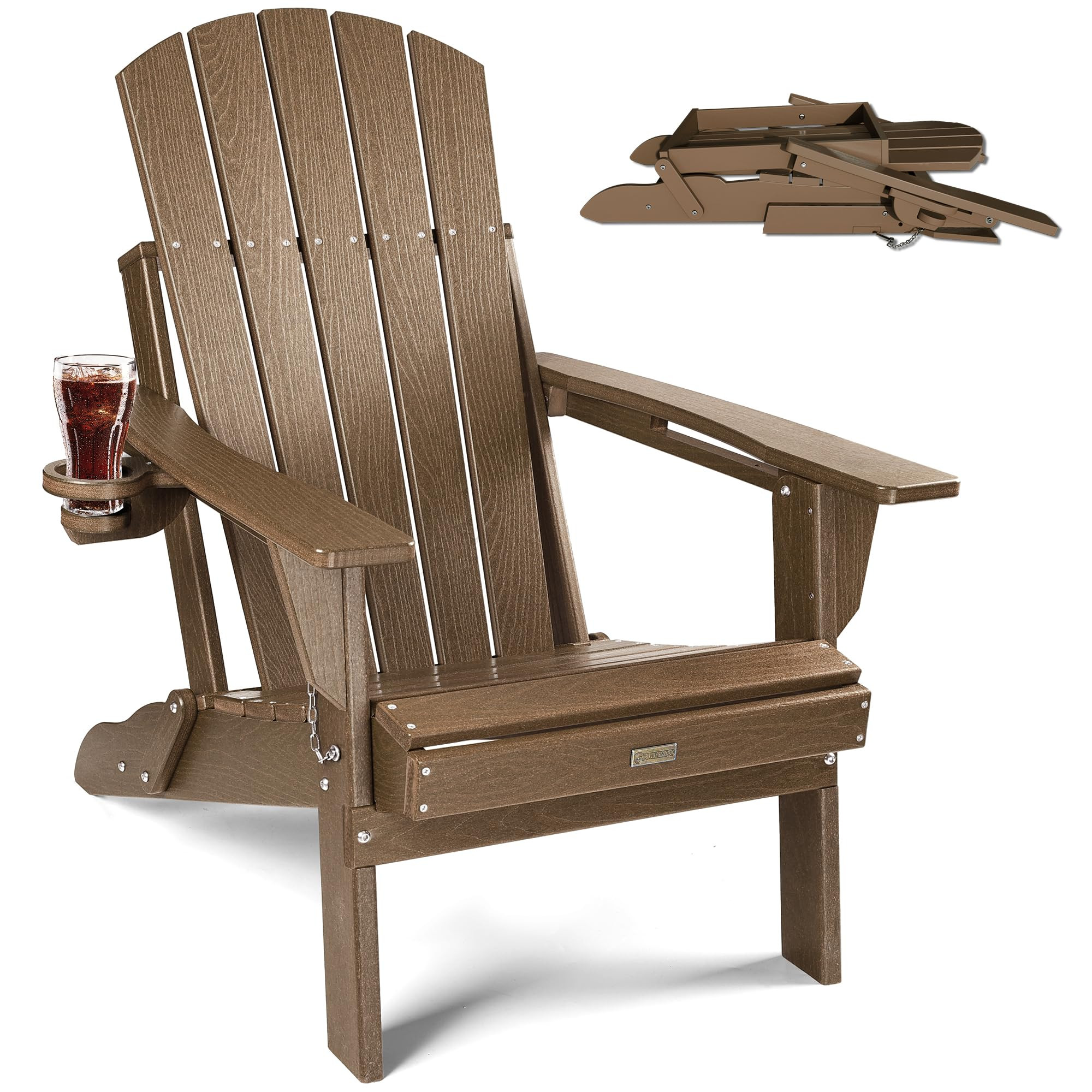 Folding Adirondack Chair, HDPE Weather-Resistant Outdoor Chairs, Wood Texture Patio Chairs Plasti... | Amazon (US)
