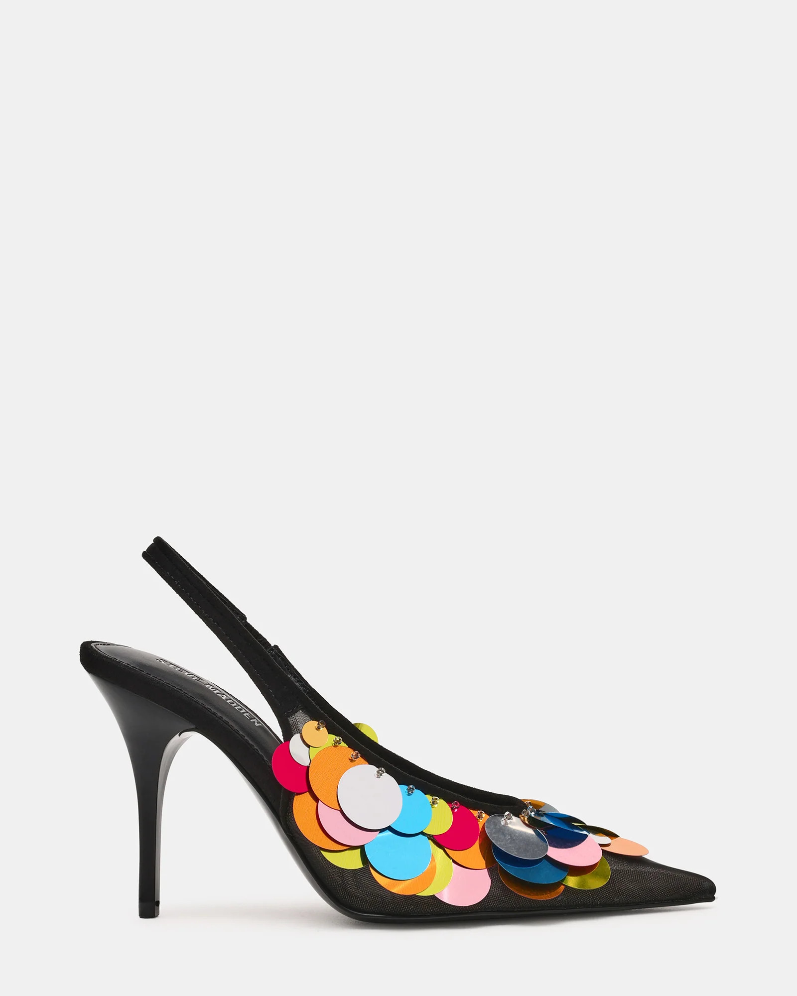 AVID Black Sequin Mesh Slingback Pointed Toe Pump Women's Heel | Steve Madden (US)