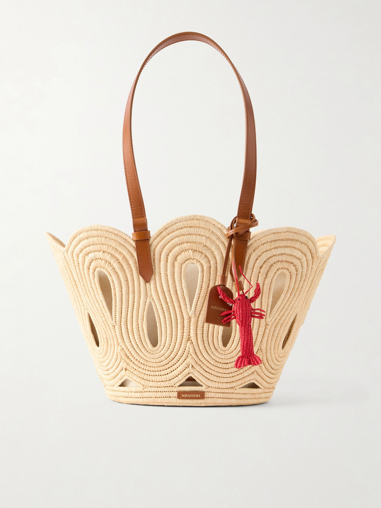 Aquazzura - Artiste Medium Leather-trimmed Raffia Tote - Neutrals | NET-A-PORTER (US)