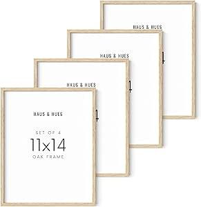 HAUS AND HUES 11"x14" Beige Oak Wood Frames Set of 4-11x14 Poster Frames Poster Sized Frame, Natu... | Amazon (US)