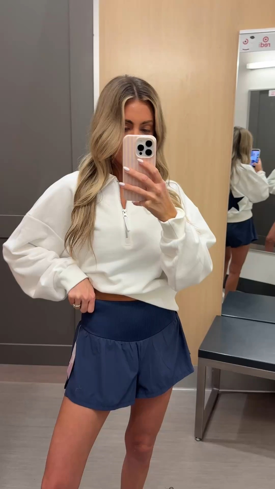 Another super cute option to wear with these ultra soft shorts! Wearing a XS in shorts and small in pullover. ❤️🤍💙 Memorial Day outfit inspo from @Target 

An oversized flag pullover + lightweight navy shorts = the easiest patriotic outfit you’ll wear all summer. Added everything here so you can grab it before the holiday weekend. 🇺🇸

#LTKmomlife #LTKootd #LTKActive