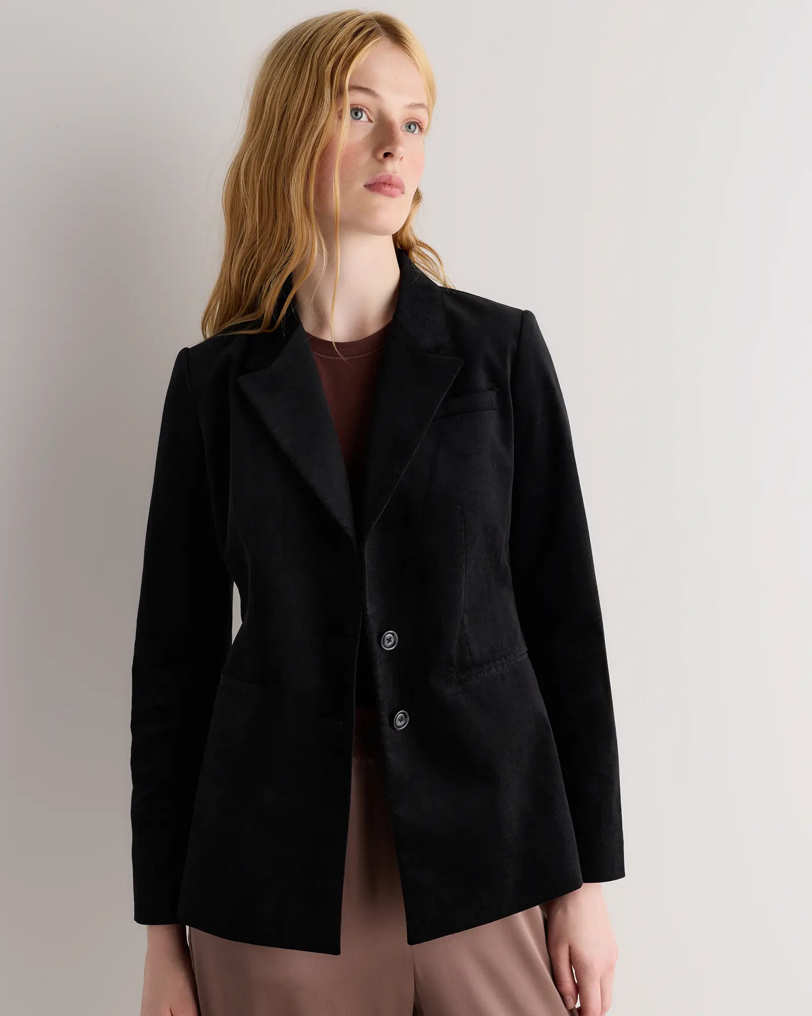 Stretch Velvet Structured Blazer | Quince