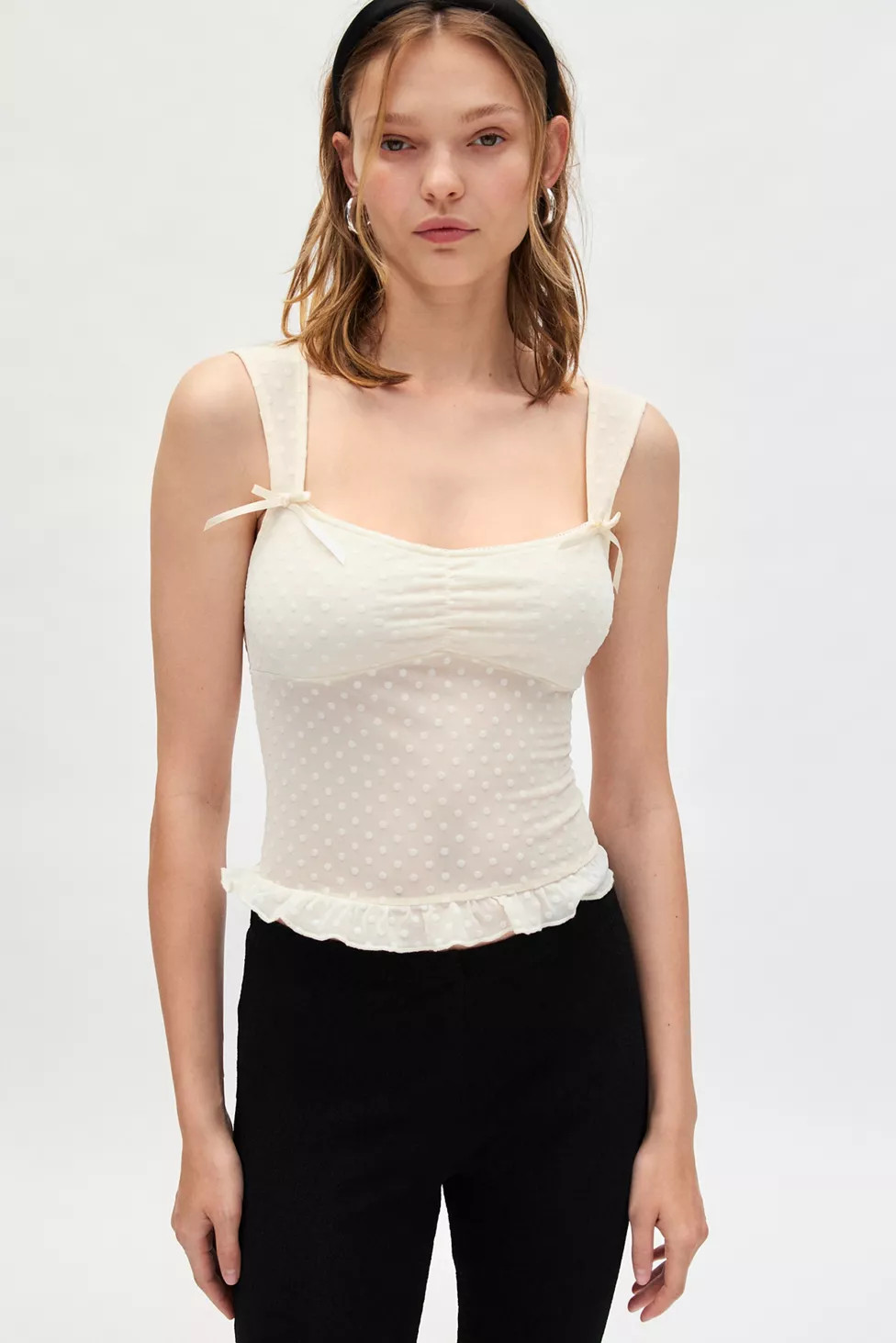Motel Bartila Polka Dotted Mesh Tank Top | Urban Outfitters (US and RoW)