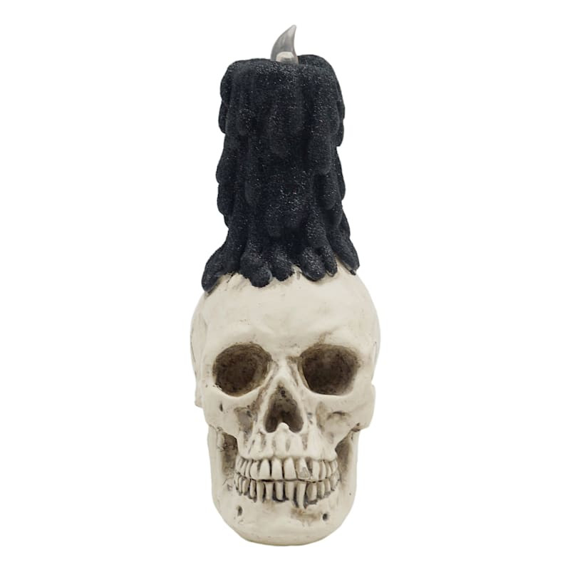 Eerie Estates Pre-Lit LED Skull Candle, 5x8 | At Home