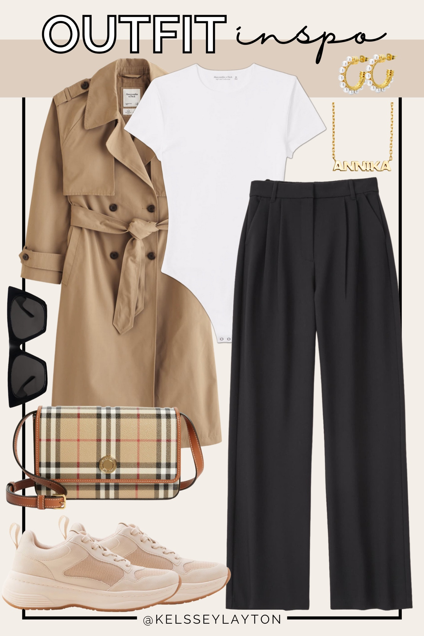 LTK sale, outfit idea, Abercrombie outfit, trench jacket, white bodysuit, Sloane trouser pants, Burberry bag, Abercrombie dad sneakers 

#LTKsalealert #LTKSeasonal #LTKSale