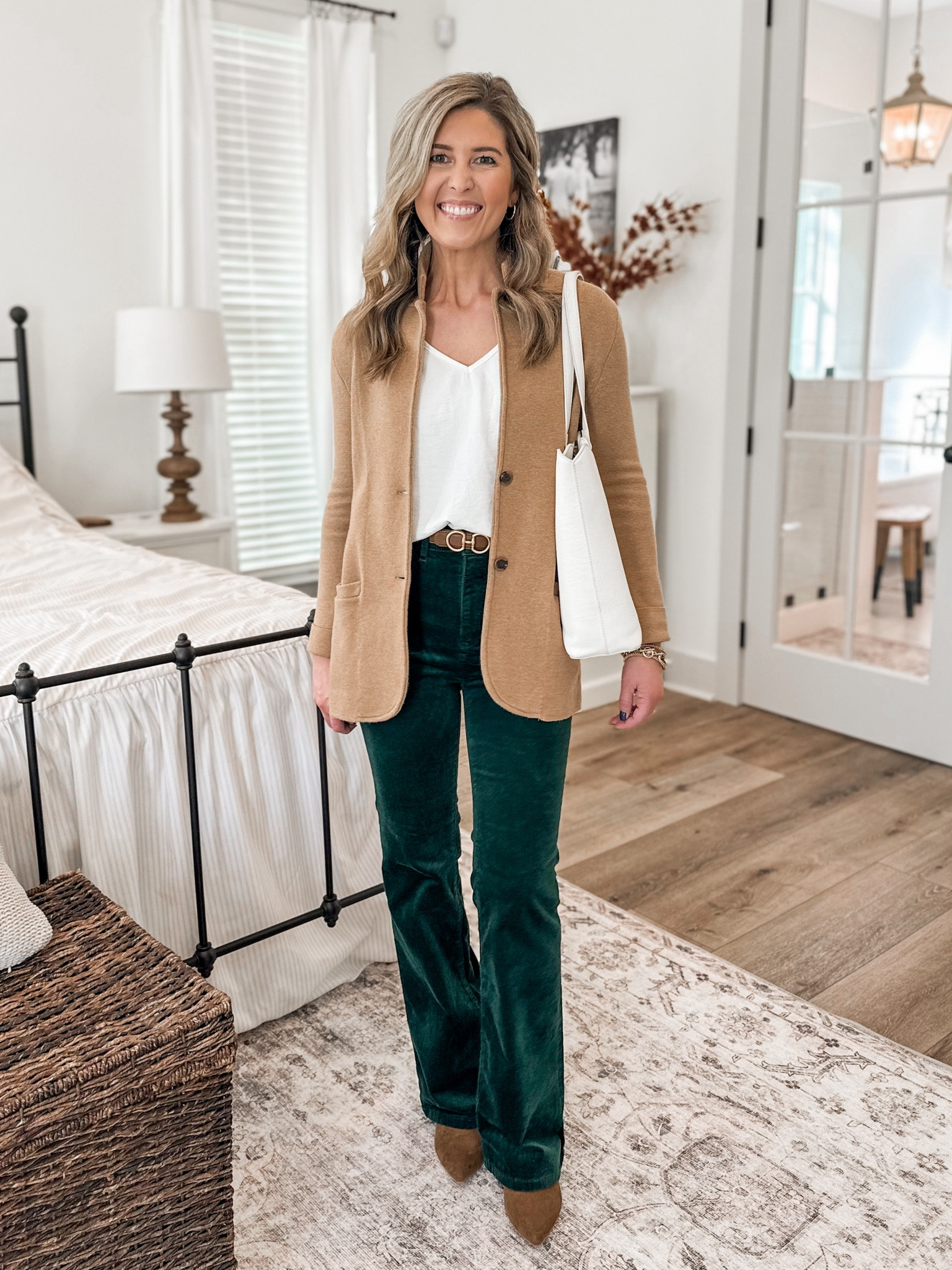 Green velvet pants on sale for $35! Run tts (wearing 24P)
Sweater blazer- XXS 
Booties- run tts
White tank is part of a set from Amazon- tts


#LTKSeasonal #LTKHoliday #LTKsalealert