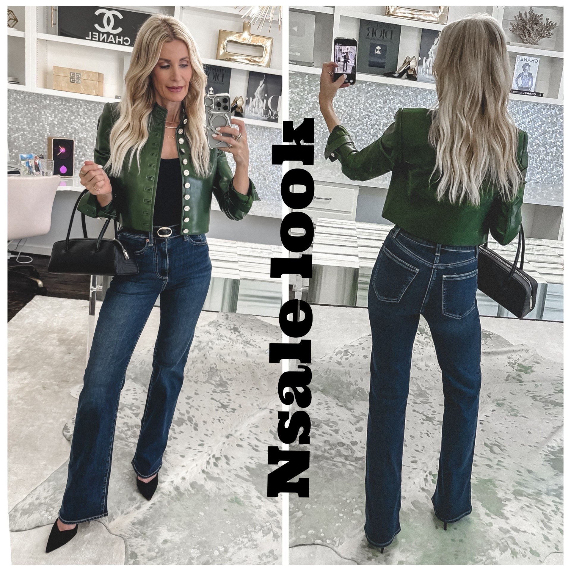 Everything in this look is from the Nordstrom Anniversary Sale, and it’s one of my favorite date night outfits! 🤎 This Alice + Olivia cropped vegan leather jacket is absolutely stunning. I love the luxe gold buttons and the flattering cropped fit—it instantly elevates any outfit. Paired with these dark-wash slim bootcut jeans, you’ll have legs for days! They’re incredibly slimming, so flattering, and the perfect denim to wear with all of fall’s rich, sophisticated colors. The best part? Everything is still in stock! I’m wearing an XS in the jacket and a 24 in the jeans. Shop the entire look before it sells out! ✨

#LTKootd #LTKOver40 #LTKSaleAlert