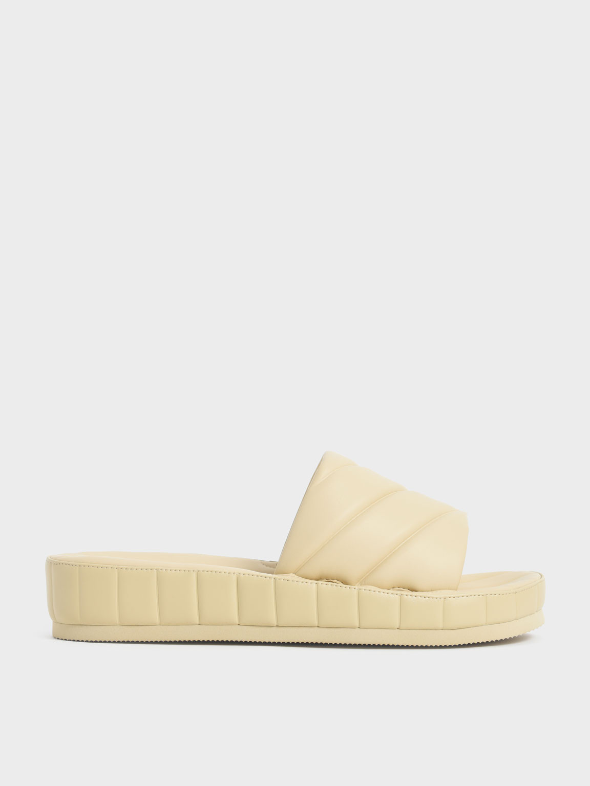 Puffy Flatform Slide Sandals | Charles & Keith US