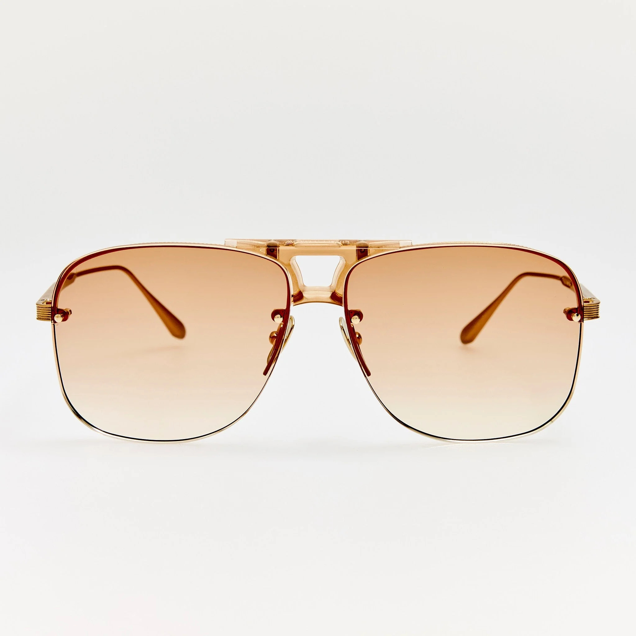 Skye Sunglasses in 22K Gold and Camel | Linda Farrow