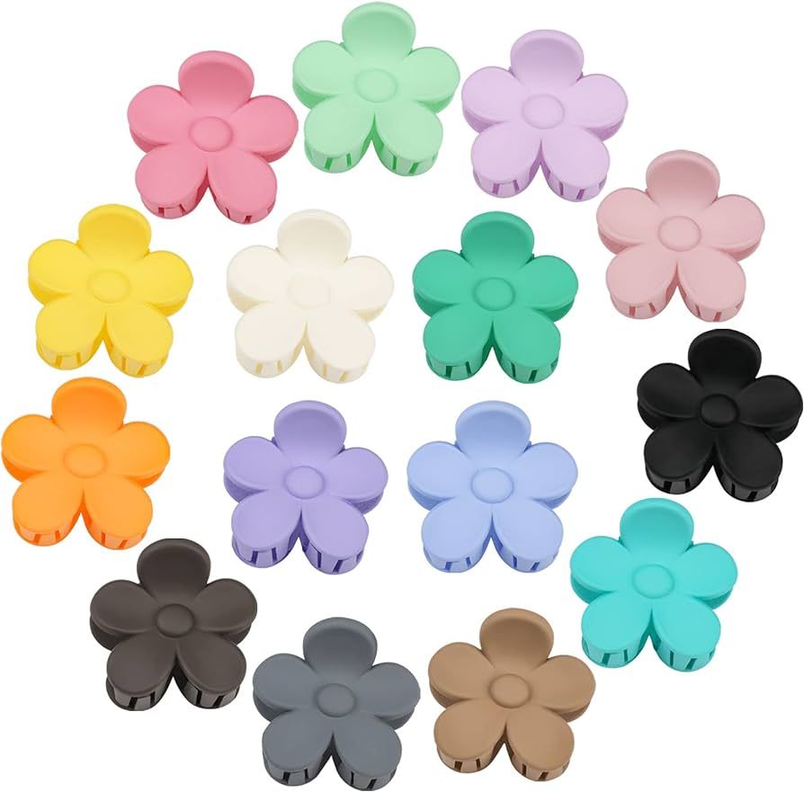 15 PCS Small Hair Claw Clips Cute Flower Hair Clips – 1.49 Inch Jaw Clips for Women Girls Thin/... | Amazon (US)