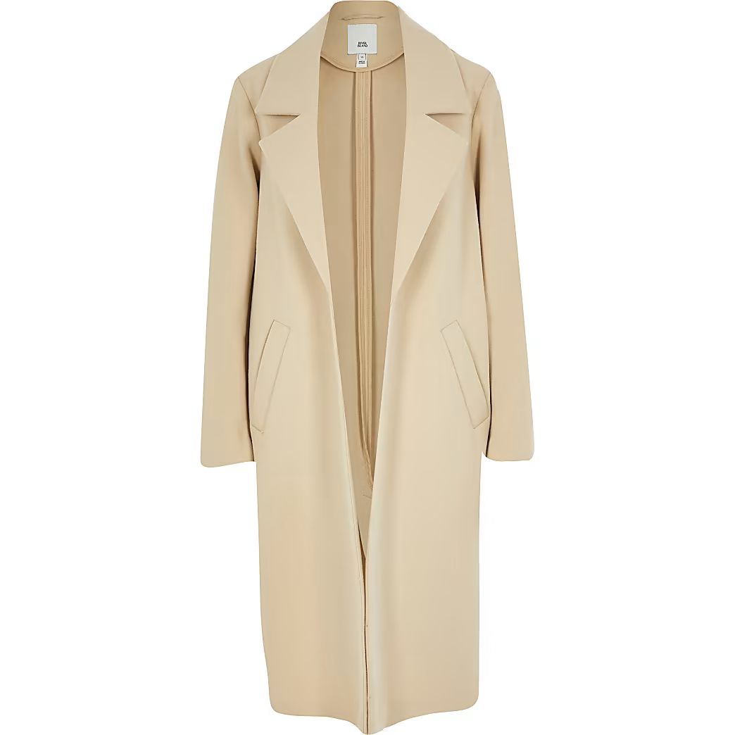 Brown long line relaxed coat | River Island (US)