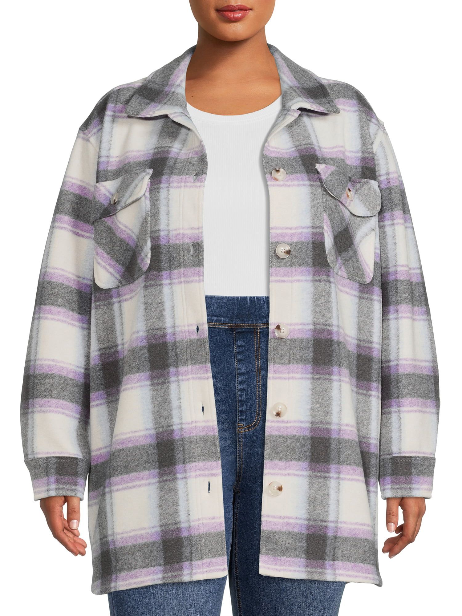 Terra & Sky Women's Plus Size Belted Shacket | Walmart (US)