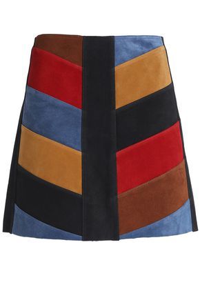 Color-block suede mini skirt | The Outnet Global