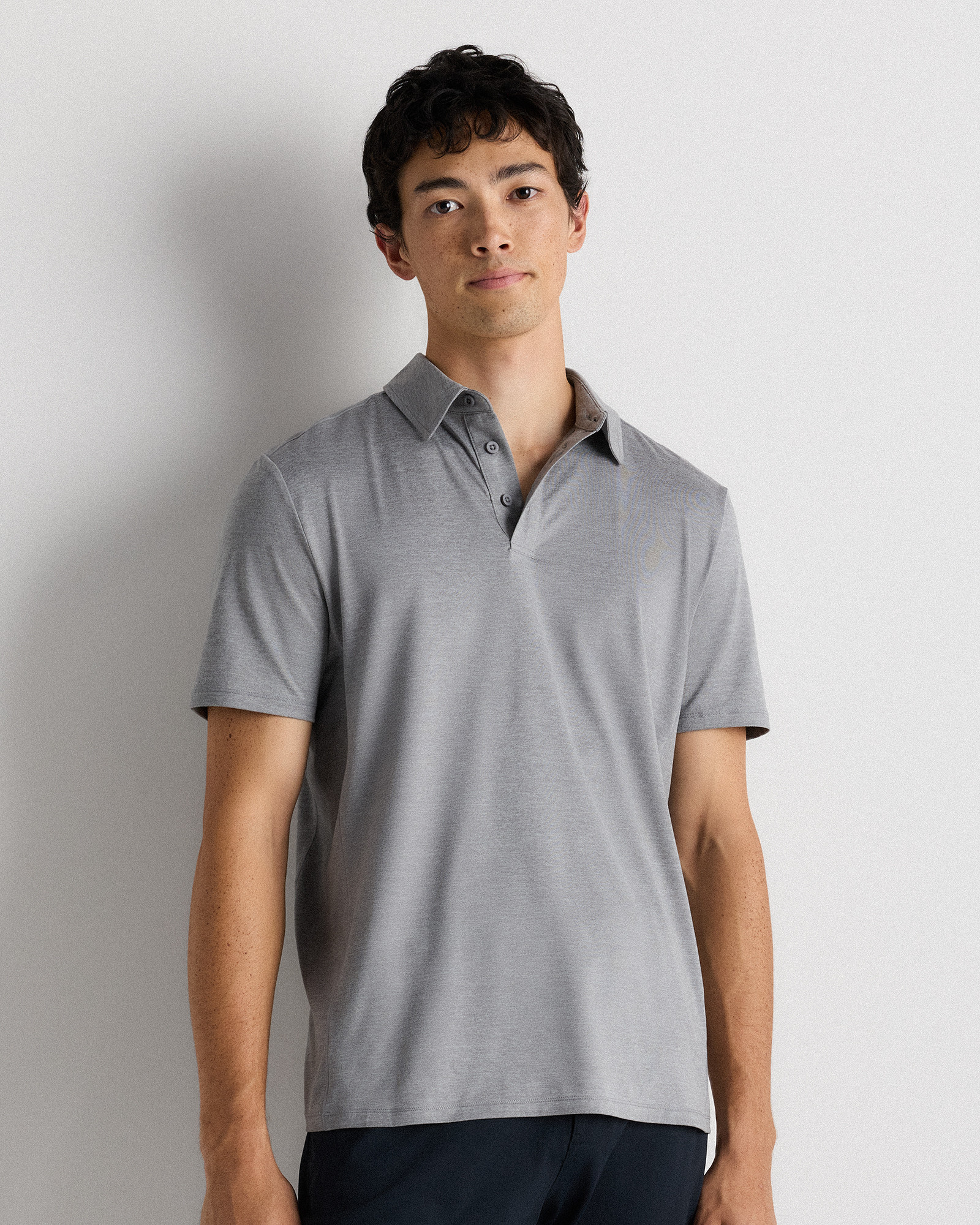 Quince | Men's Flowknit Breeze Performance Polo in Heather Grey, Size Medium, Recycled Polyester | Quince