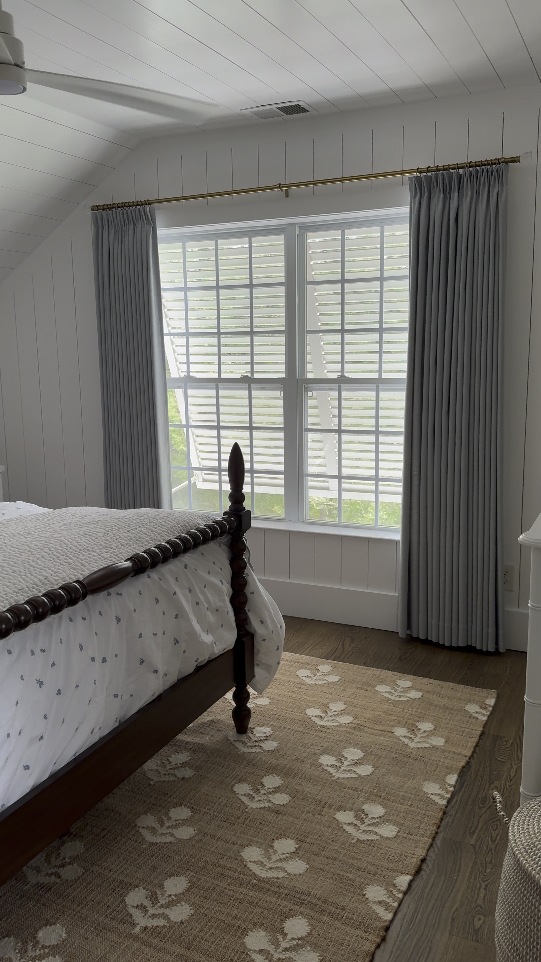 Coastal cottage bedroom with blue line curtains from Amazon 

Two images wayfair Erin gates floral rug spindle bed furniture 

#LTKxWayfair #LTKBacktoSchool #LTKHome