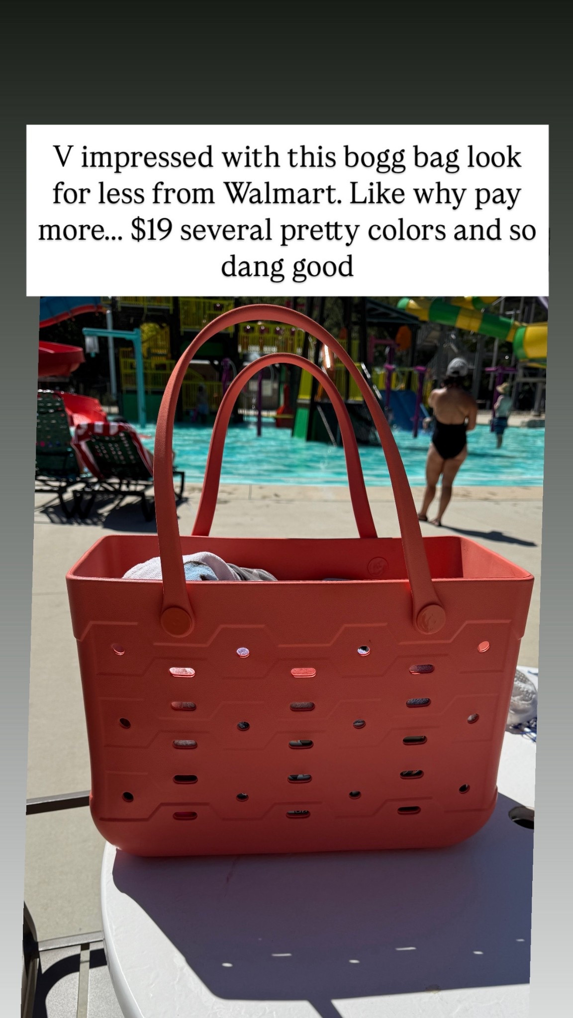 Love this bogg bag look for less from
Walmart- $19, several pretty colors, amazing quality and holds a ton! Perfect pool day, beach, river bag mom life bag 

#LTKItBag 

#LTKSaleAlert