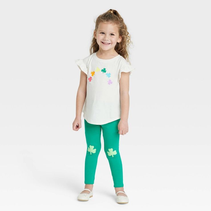 Toddler Girls' Rainbow Clover Top & Leggings Set - Cat & Jack™ Cream | Target