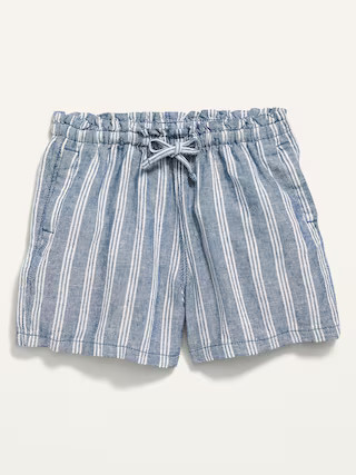 Functional Drawstring Linen-Blend Paperbag-Waist Pull-On Shorts for Toddler Girls | Old Navy (US)