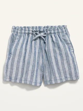 Functional Drawstring Linen-Blend Paperbag-Waist Pull-On Shorts for Toddler Girls | Old Navy (US)