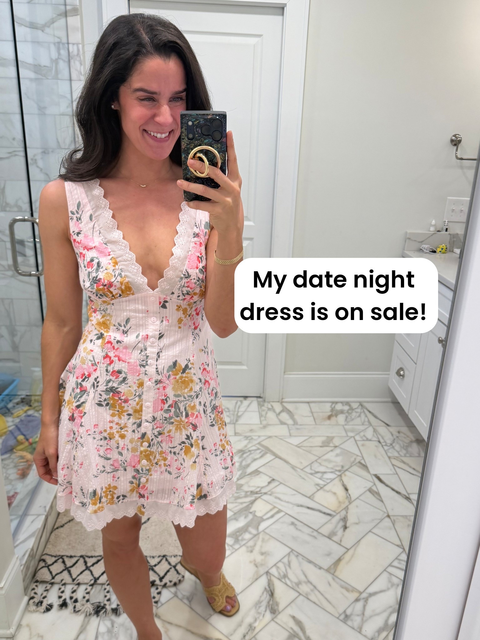 The colors are so pretty and the cut is very flattering. Runs TTS wearing a small 
I’m 5’8” for length. I wear shorties under dresses like this so I feel more comfortable! (And in case of a wind gust 😂)

#LTKootd #LTKmomlife #LTKSaleAlert