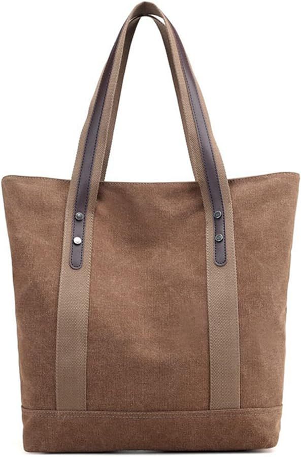 Sunshinejing Women's Canvas Shoulder Bags Retro Casual Handbags Work Bag Tote Purses | Amazon (US)