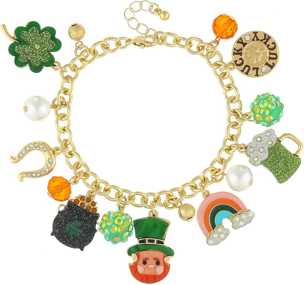 Madison Tyler St.Patrick's Day Bracelet for Women | Green Shamrocks Clover Bead Lucky Leprechauns... | Amazon (US)