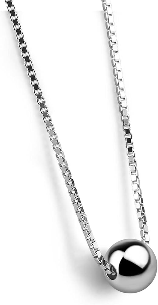 Classic Sterling Silver Ball Necklace For Women Fashion Bead Pendant Choker Solid 925 Silver Chai... | Amazon (US)