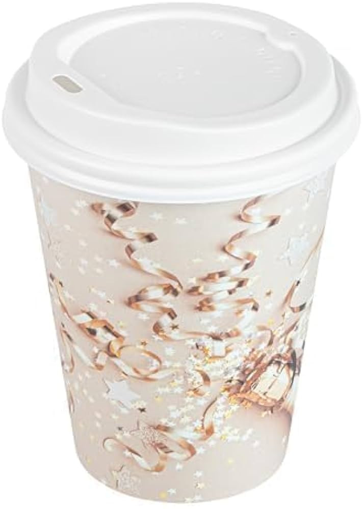 Restaurantware-Restpresso 12 Ounce New Year’s Eve Party Cups, 20 Hot Cups With Plastic Lids - R... | Amazon (US)