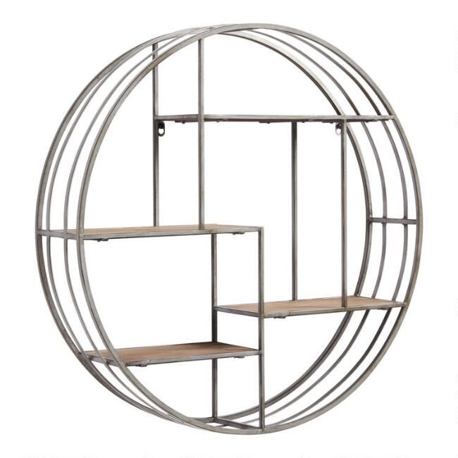 Round Wood And Metal Mateo Wall Shelf | World Market