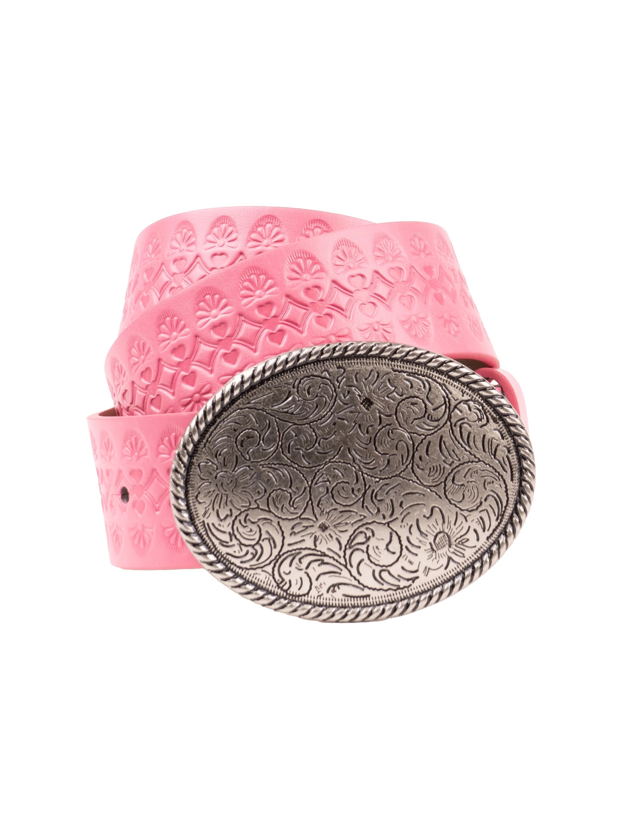 No Boundaries Women's Emboss w/ Plaque Buckle Belt , Pink - Walmart.com | Walmart (US)